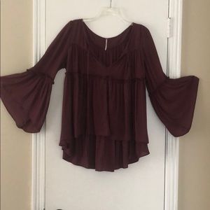 Free people bell sleeve top crimson